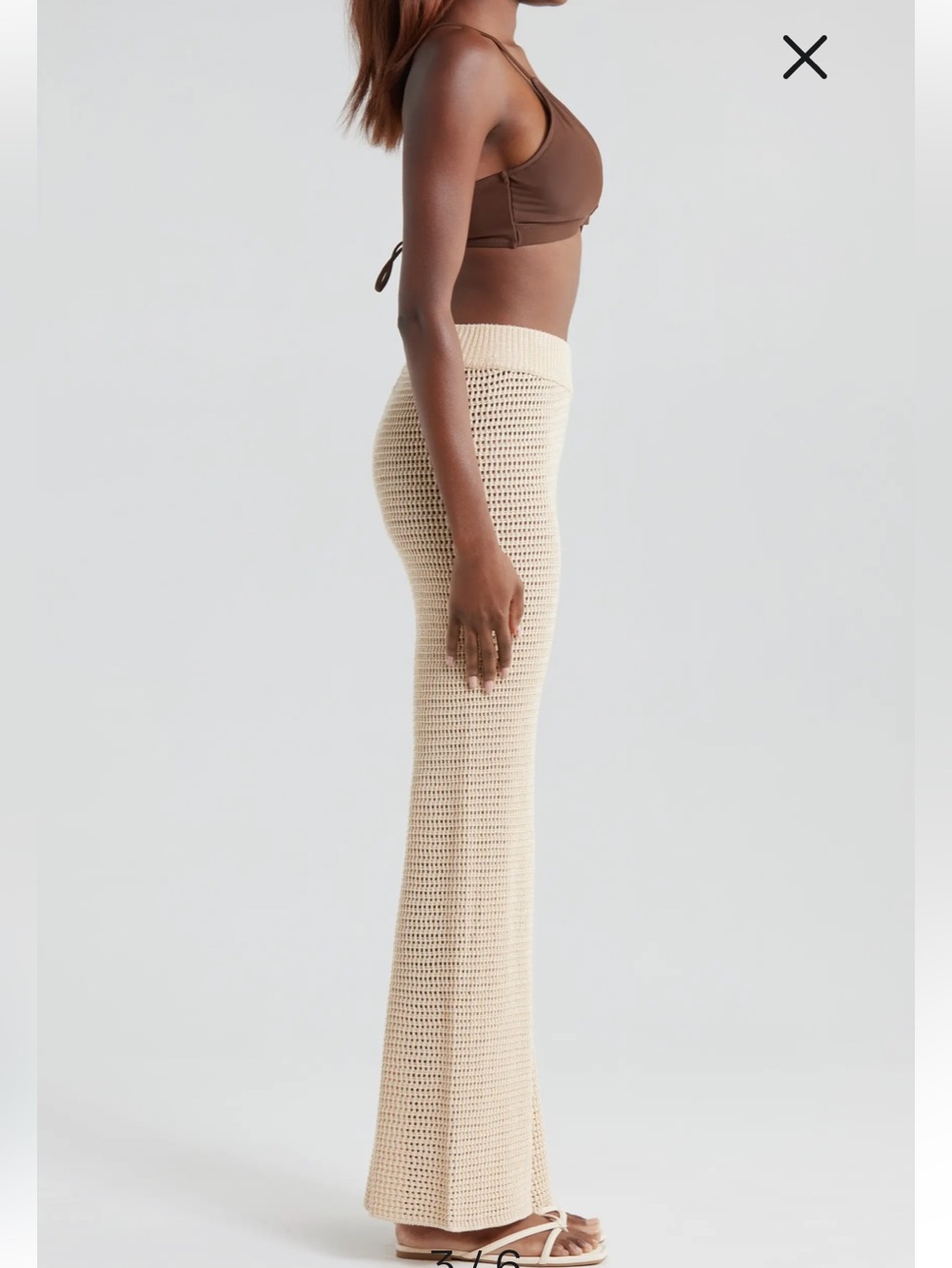 Elan Tan Crochet Wide-Leg Pants perfect for over your swimsuit - Picture 3 of 10